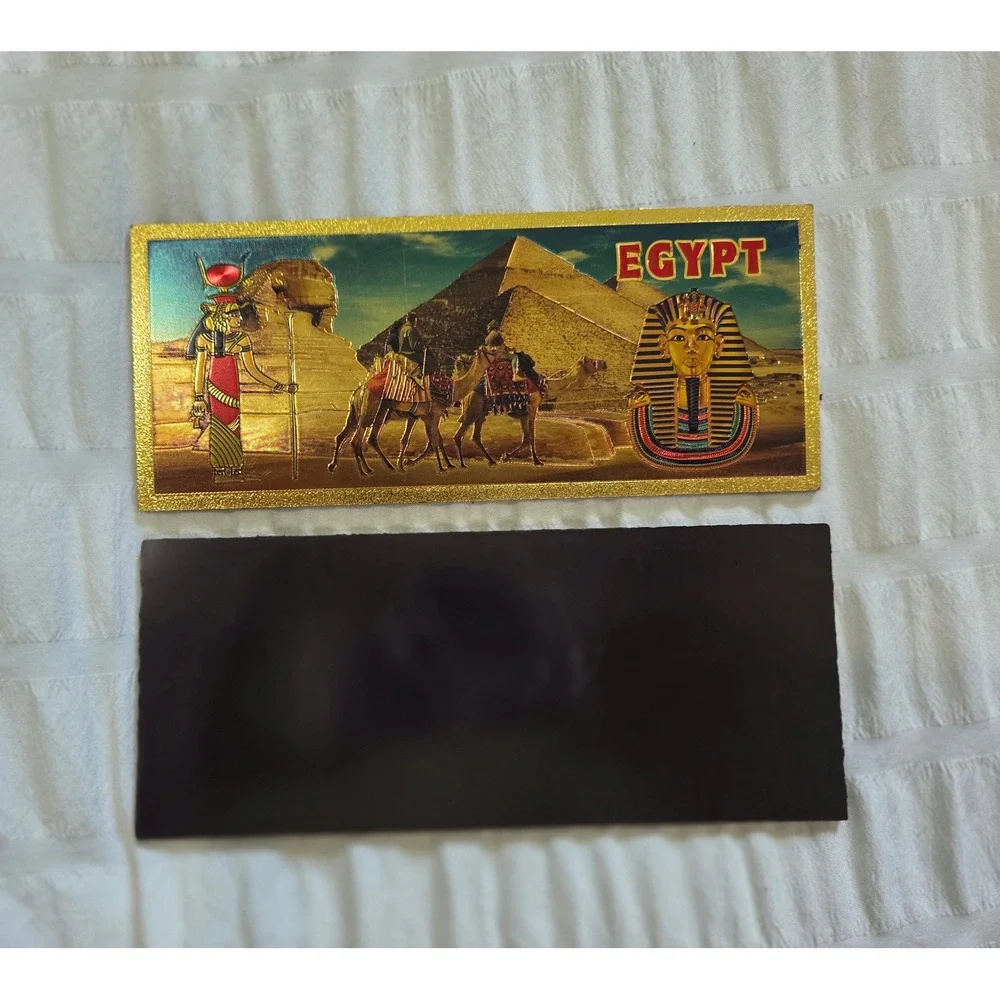 Gold Ancient Egypt King Tut Refrigerator Magnet 6 Inch Souvenir Hieroglyphics